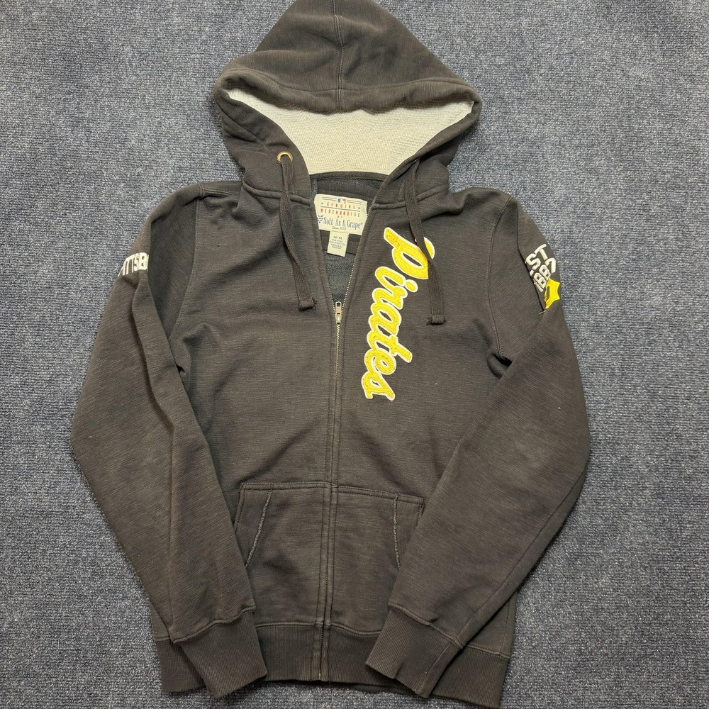 Pittsburgh Pirates Hoodie Womens Medium Black MLB Baseball Soft As A Grape Zip